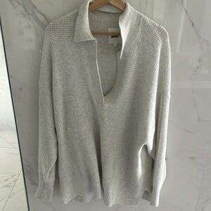 Aerie Gray V-Neck Sweater Soft Knit